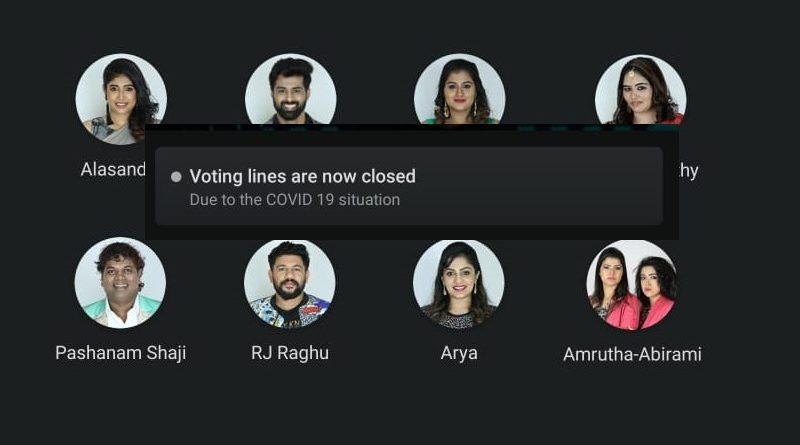 Eleventh week voting closed due to COVID19 Bigg Boss Malayalam season 2
