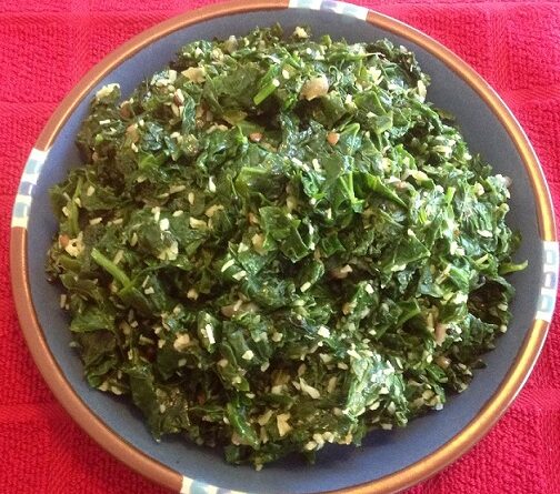 Spinach Thoran (Pan Roasted Fresh Spinach with Coconut)